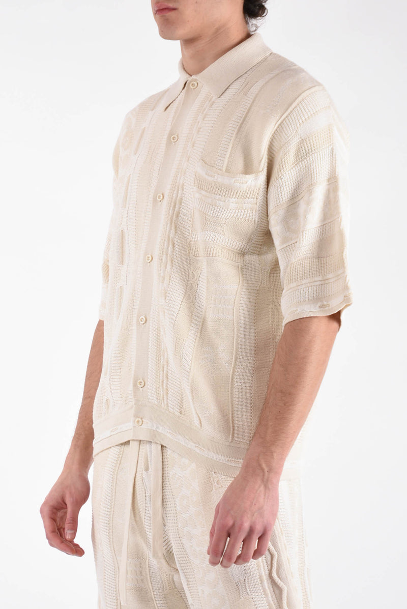 LANEUS Polo camicia jaquard in cotone