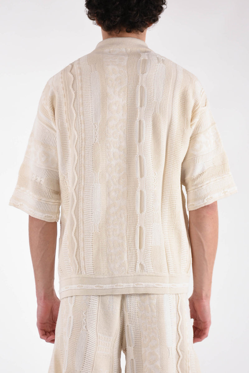 LANEUS Polo camicia jaquard in cotone