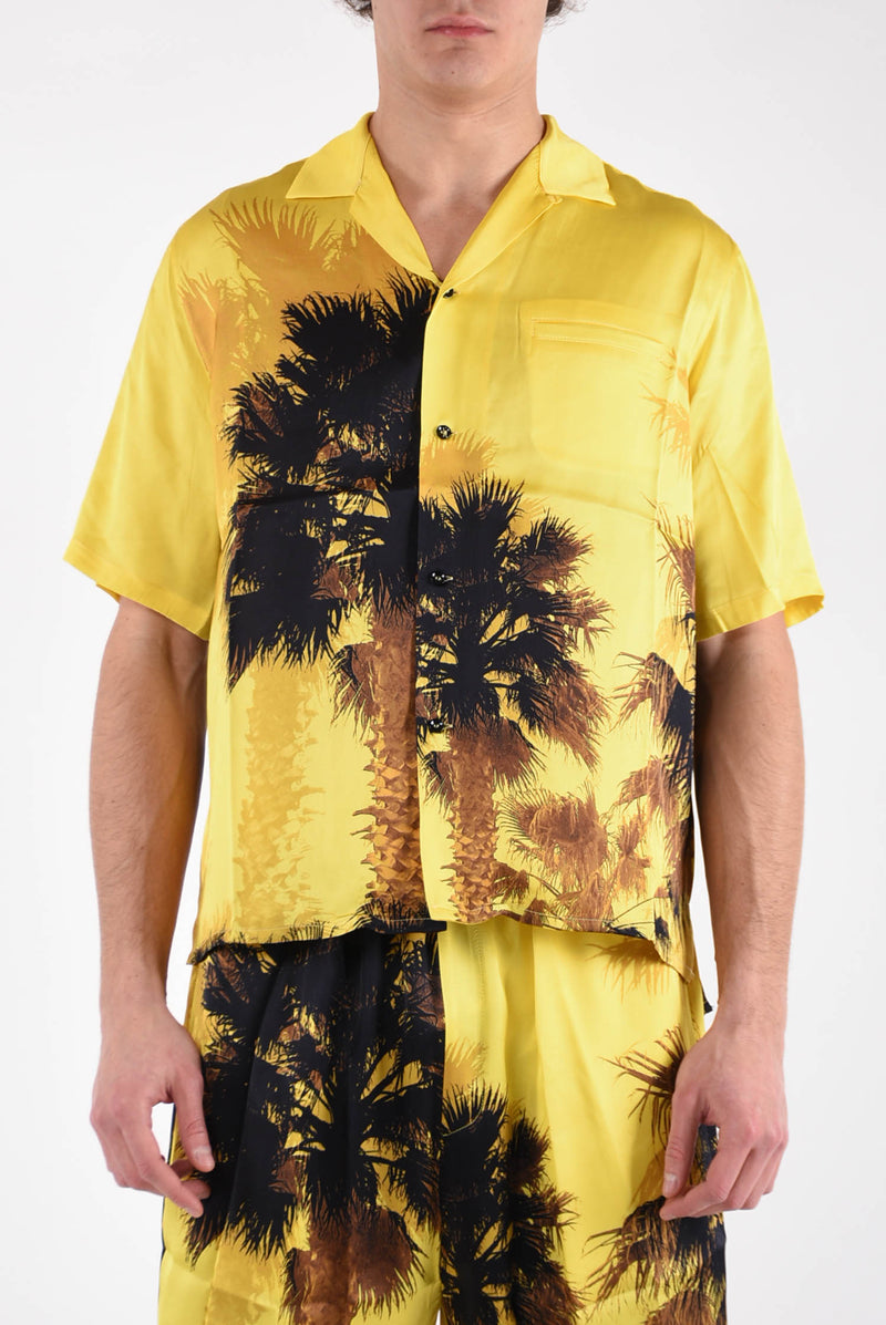 LANEUS Camicia fantasia palme in viscosa