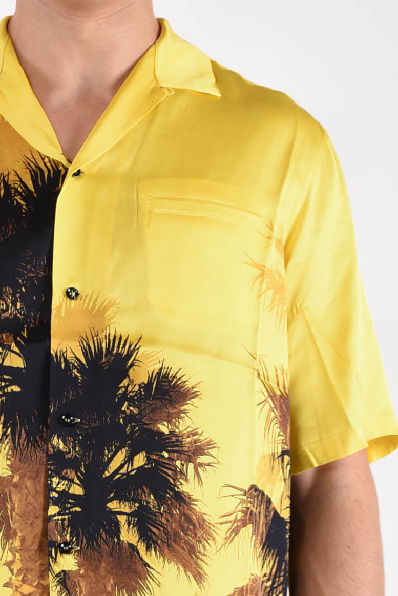 LANEUS Camicia fantasia palme in viscosa