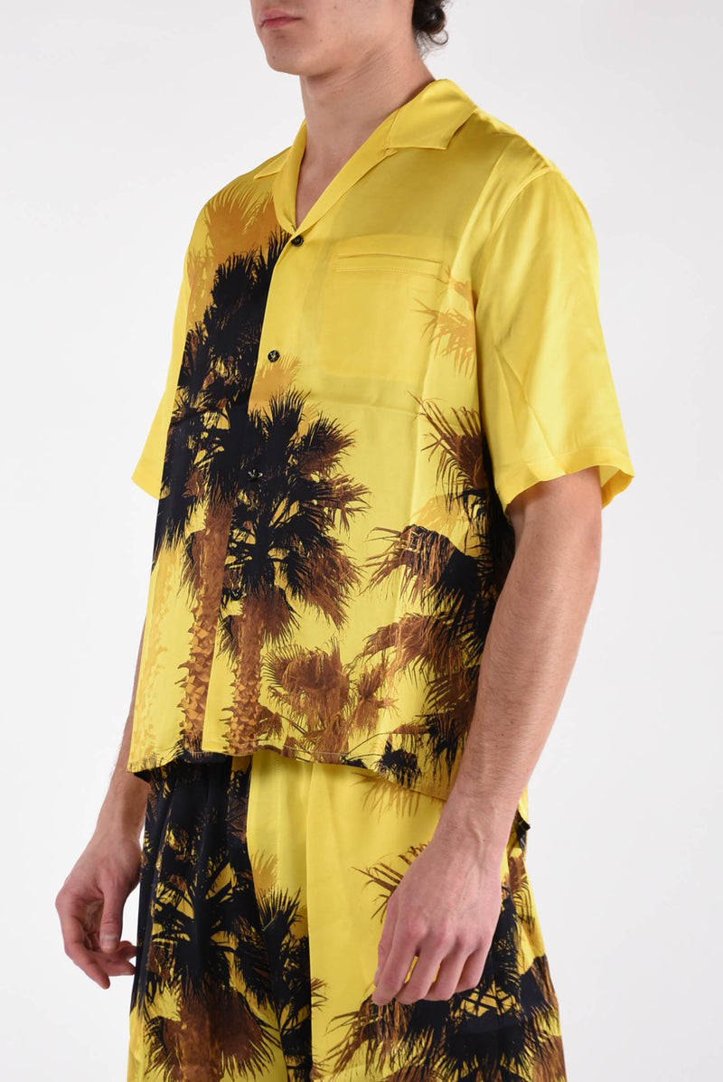 LANEUS Camicia fantasia palme in viscosa