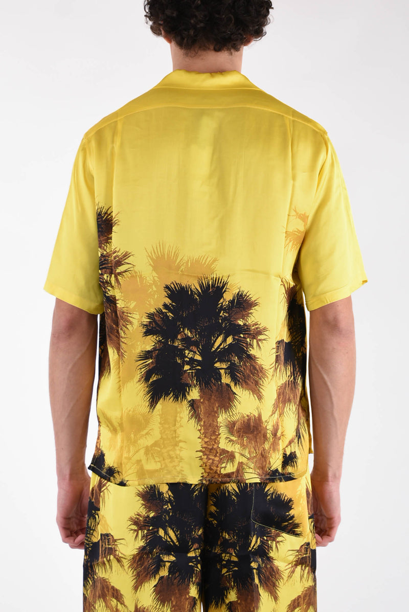 LANEUS Camicia fantasia palme in viscosa