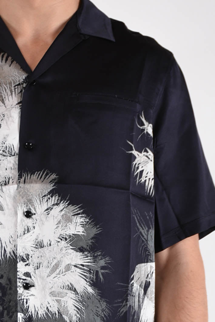 LANEUS Camicia fantasia palme in viscosa