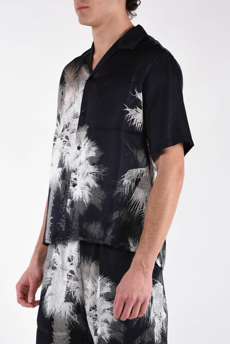 LANEUS Camicia fantasia palme in viscosa
