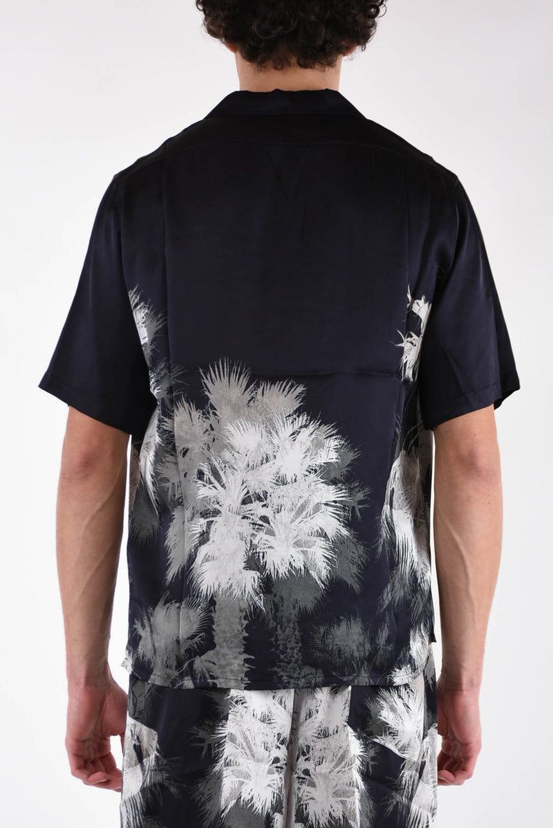 LANEUS Camicia fantasia palme in viscosa