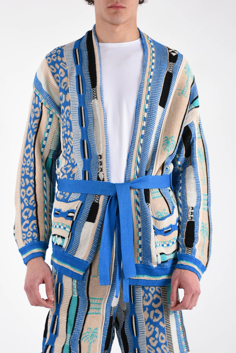 LANEUS Cardigan fantasia jaquard in cotone