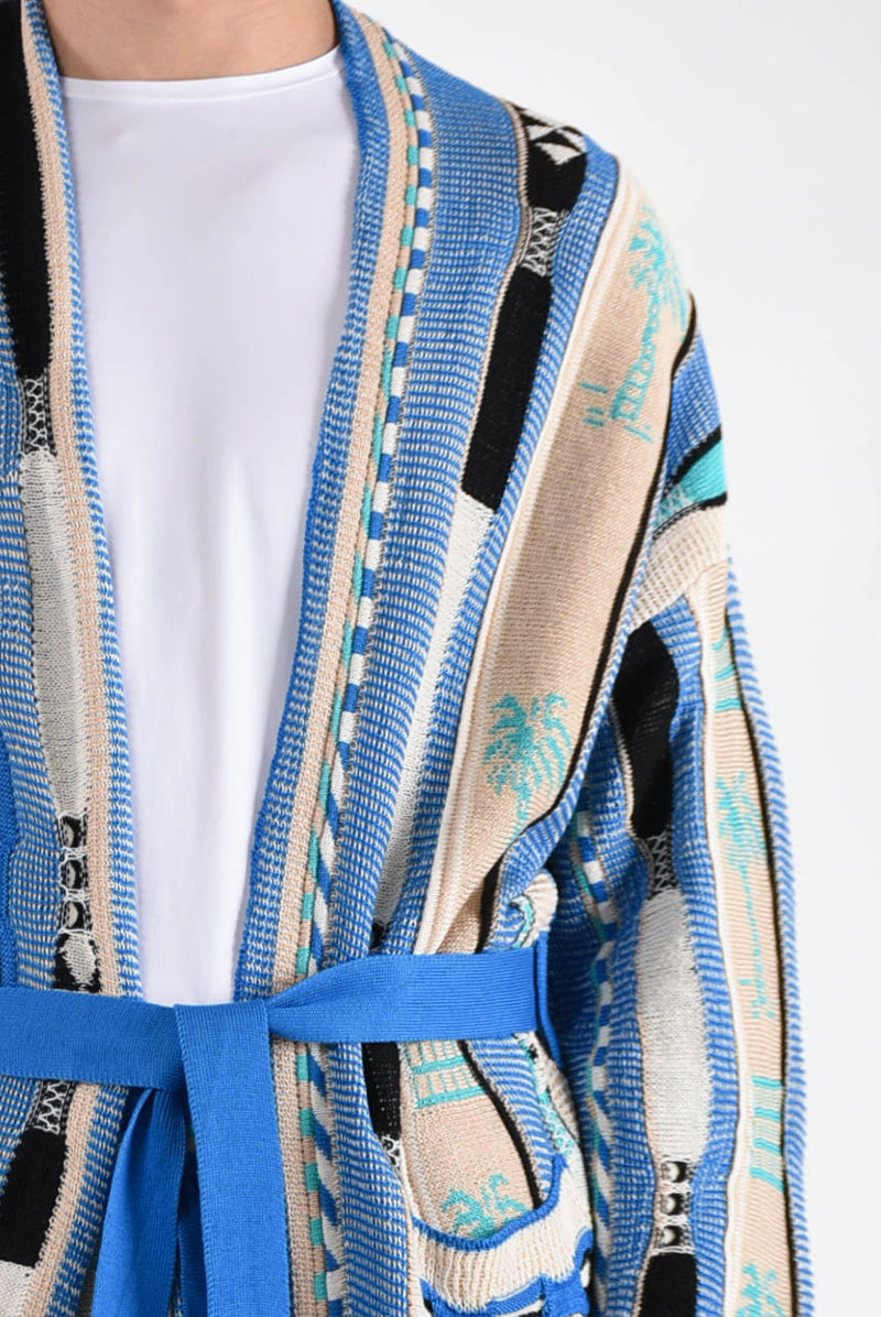 LANEUS Cardigan fantasia jaquard in cotone
