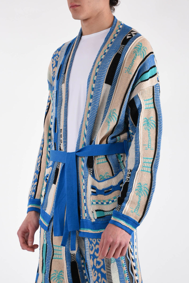 LANEUS Cardigan fantasia jaquard in cotone