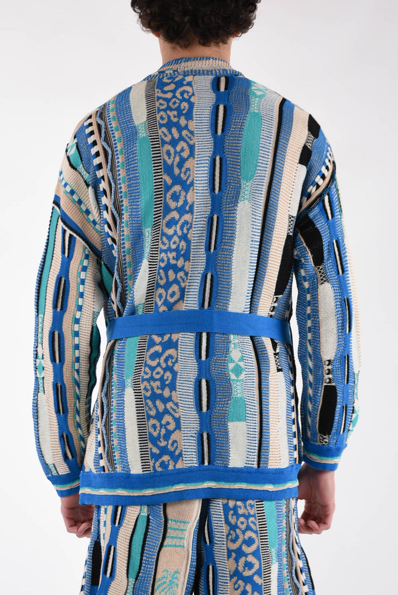 LANEUS Cardigan fantasia jaquard in cotone