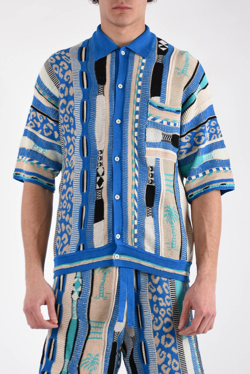 LANEUS Polo camicia jaquard in cotone