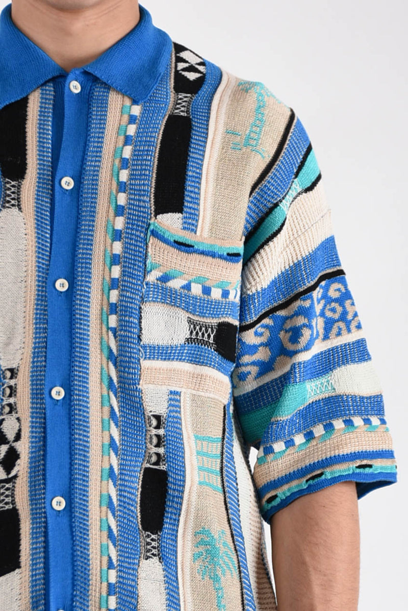 LANEUS Polo camicia jaquard in cotone