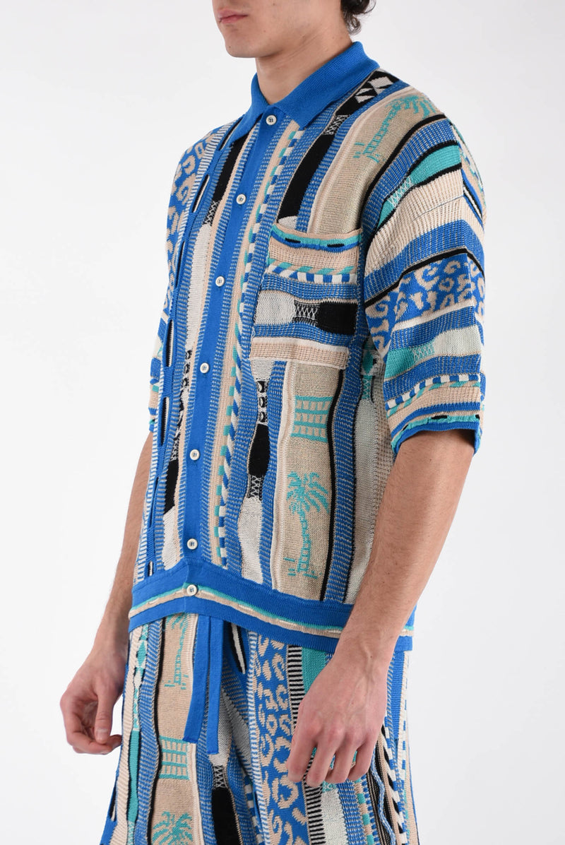 LANEUS Polo camicia jaquard in cotone