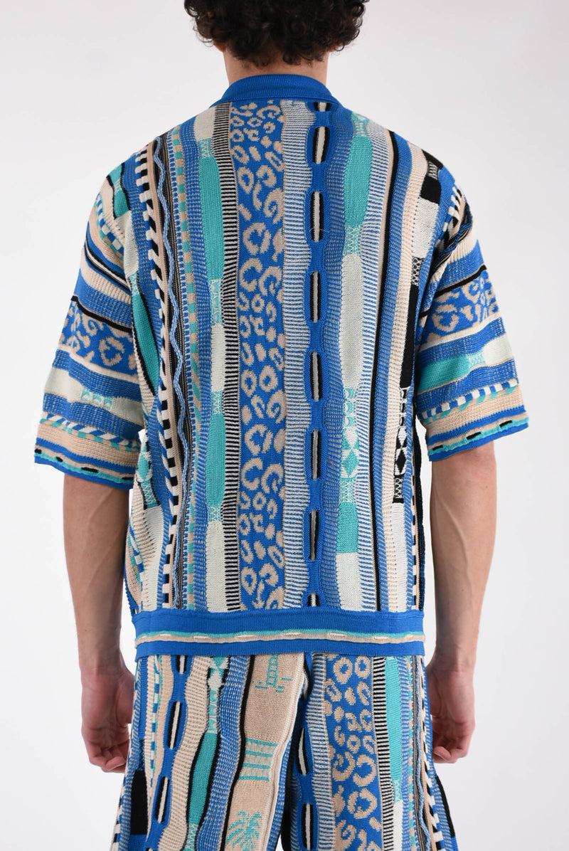 LANEUS Polo camicia jaquard in cotone