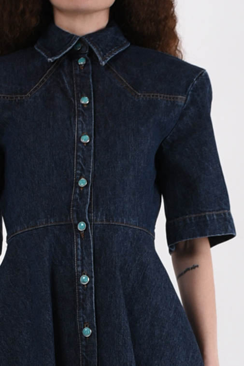 SPORTMAX abito mini in denim modello panaro