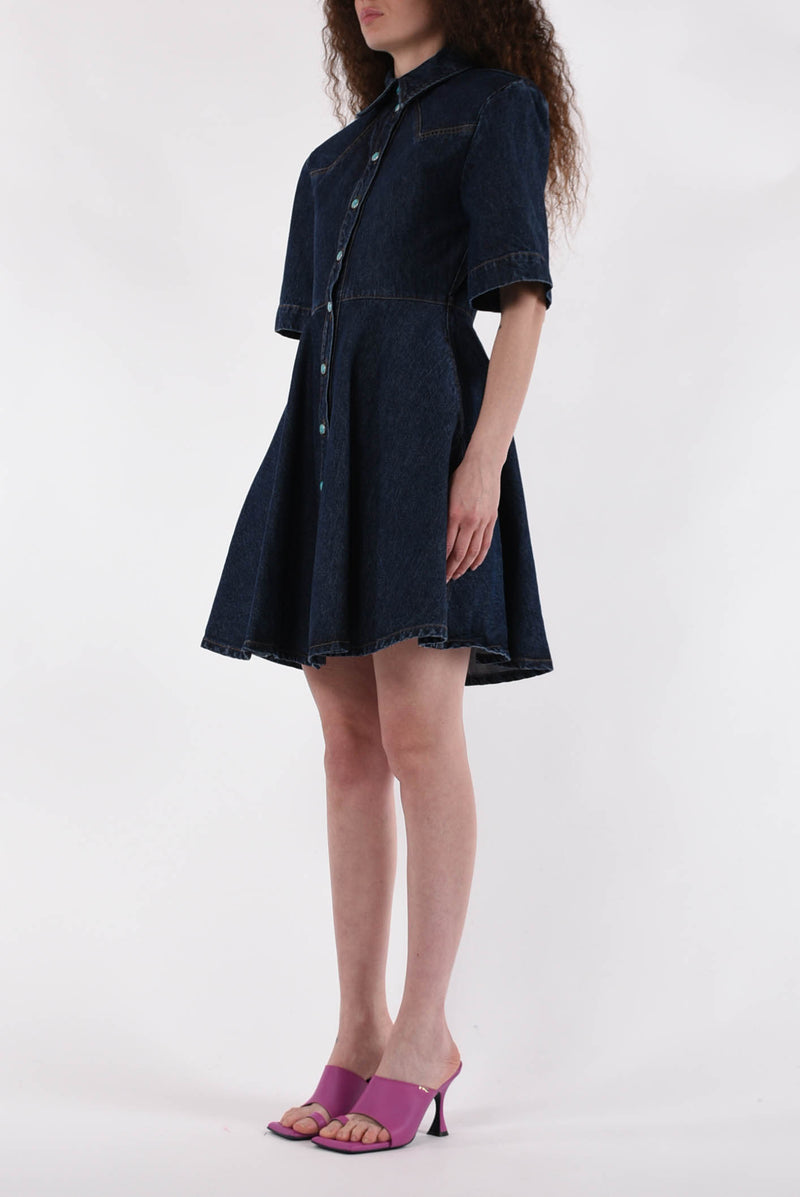 SPORTMAX abito mini in denim modello panaro