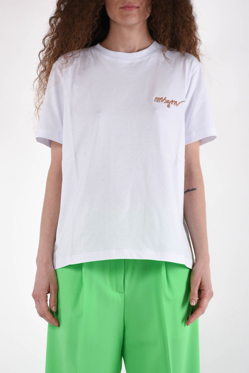 MSGM t-shirt con logo multicolor ricamato