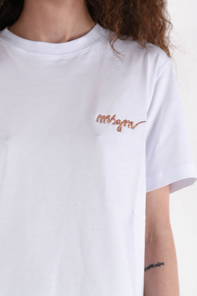 MSGM t-shirt con logo multicolor ricamato