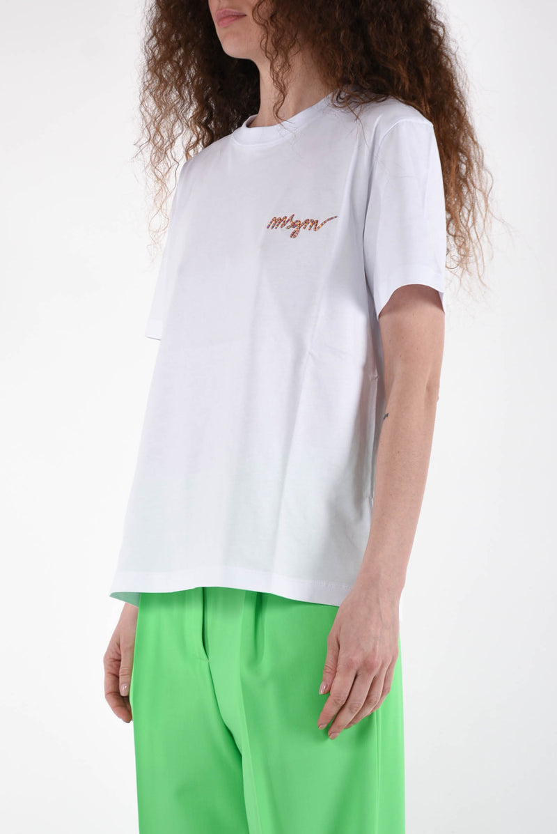 MSGM t-shirt con logo multicolor ricamato