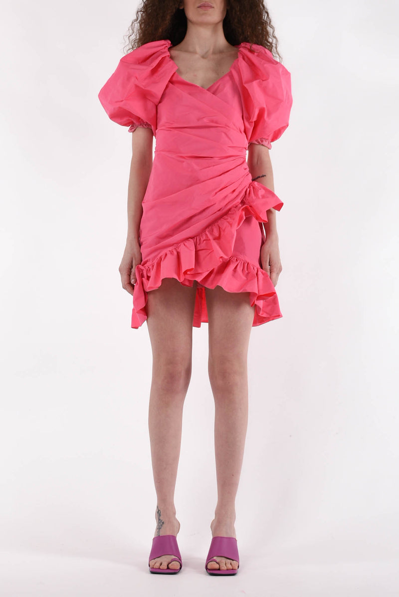 MSGM abito mini in taffetà con rouches
