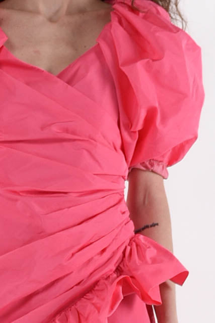 MSGM abito mini in taffetà con rouches