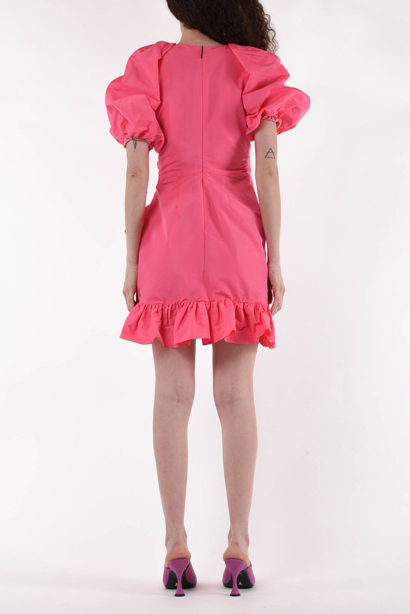MSGM abito mini in taffetà con rouches