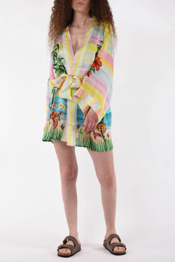 PIN UP kimono in raso modello hawaii