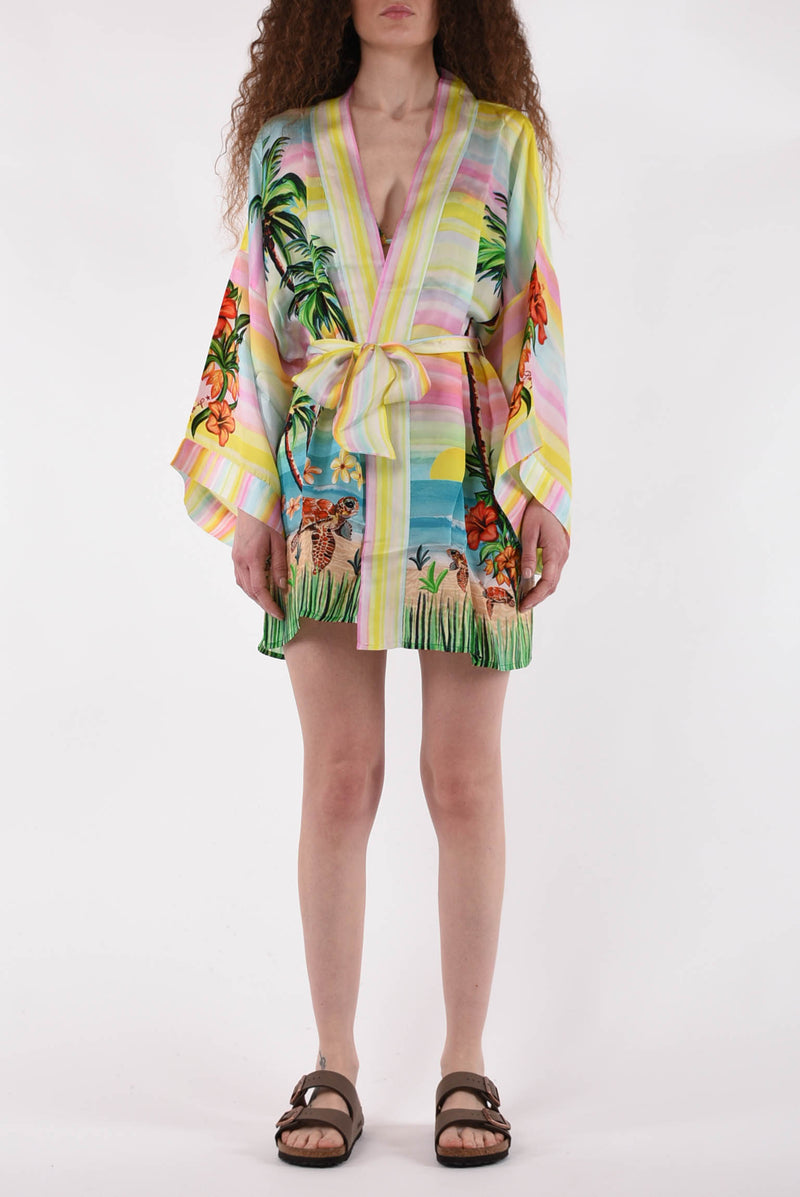 PIN UP kimono in raso modello hawaii