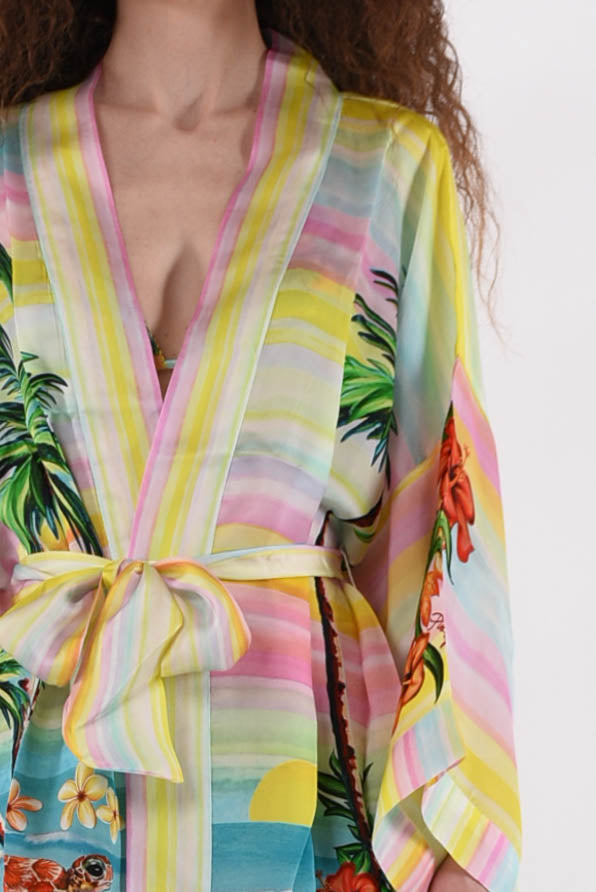 PIN UP kimono in raso modello hawaii