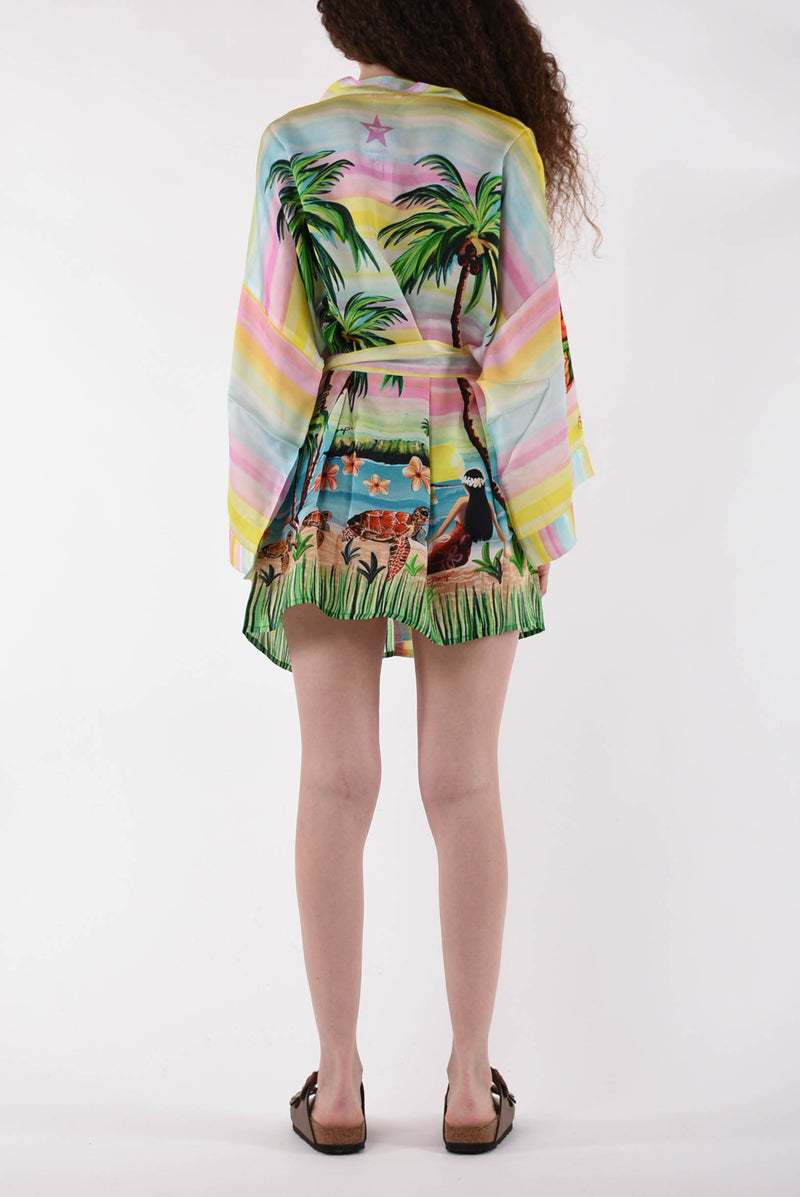 PIN UP kimono in raso modello hawaii