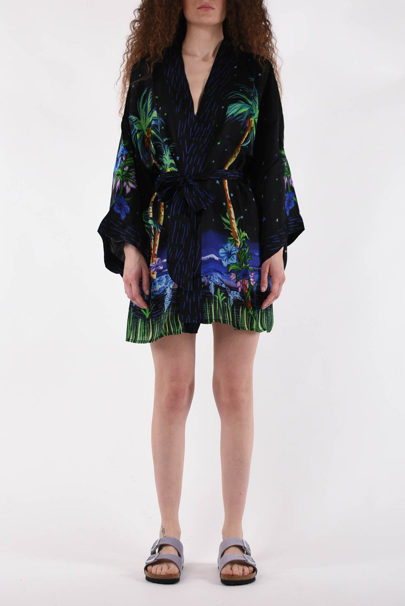 PIN UP kimono in raso modello hawaii