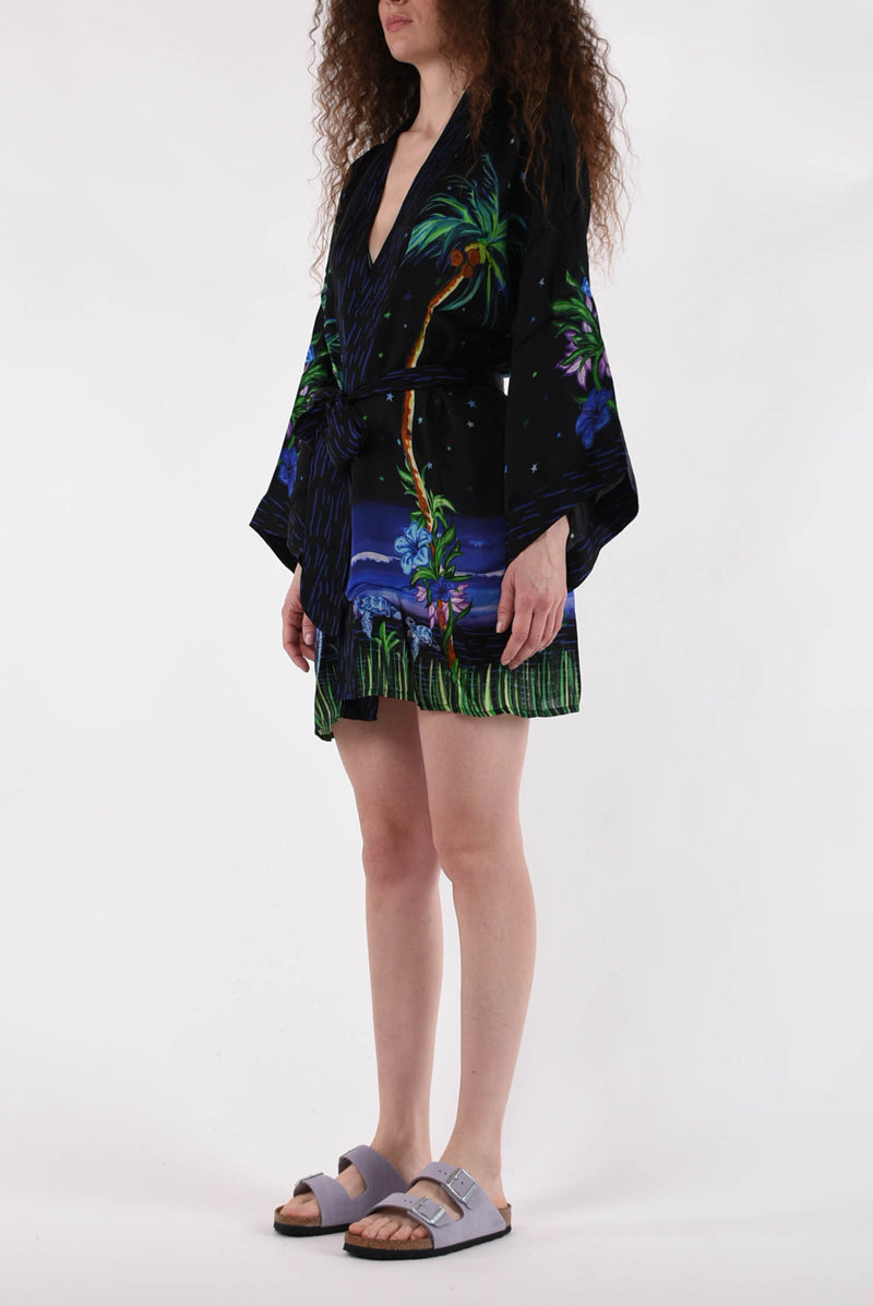 PIN UP kimono in raso modello hawaii