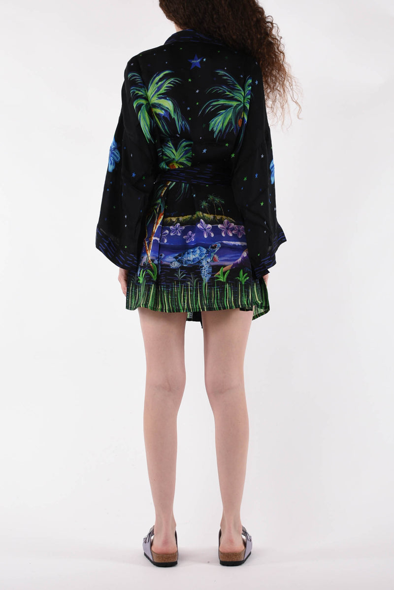 PIN UP kimono in raso modello hawaii