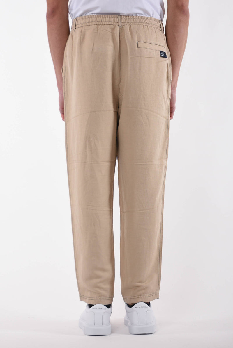 ARMANI EXCHANGE Pantaloni jogger in misto lino