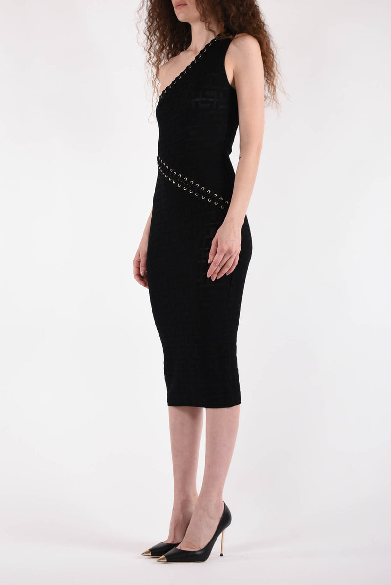 ELISABETTA FRANCHI abito midi logo in punto rete