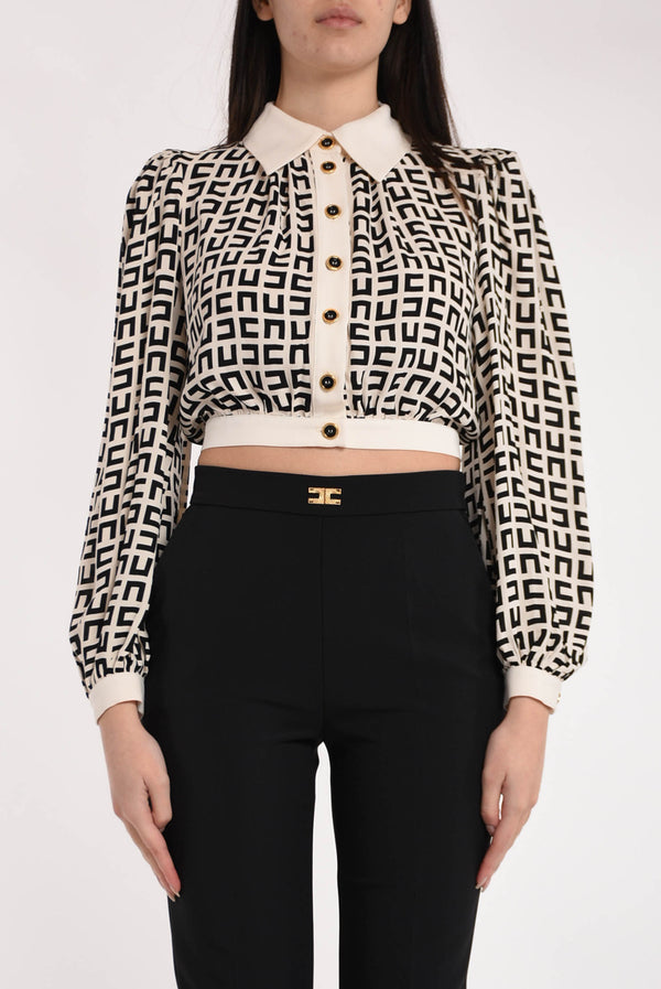 ELISABETTA FRANCHI camicia cropped stampata