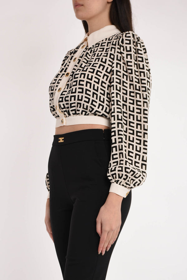 ELISABETTA FRANCHI camicia cropped stampata