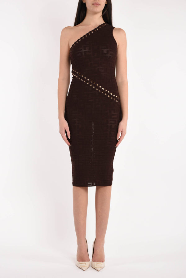 ELISABETTA FRANCHI abito midi logo in punto rete