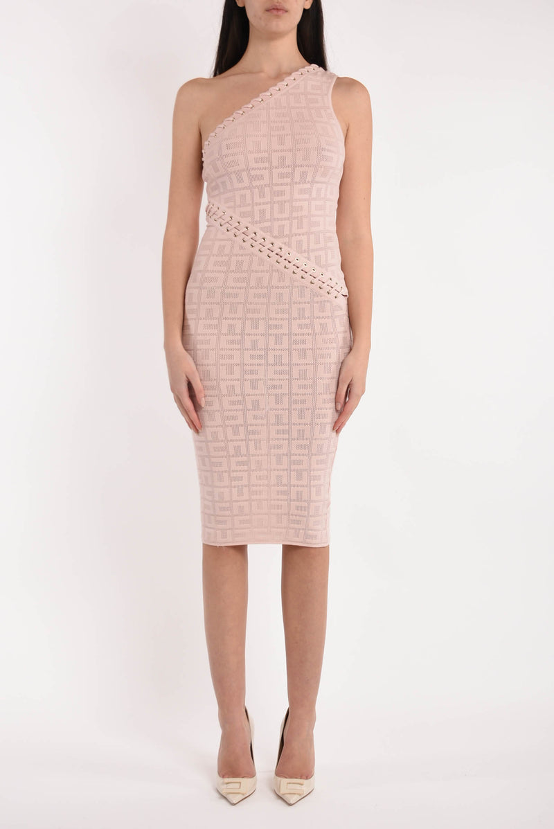 ELISABETTA FRANCHI abito midi logo in punto rete