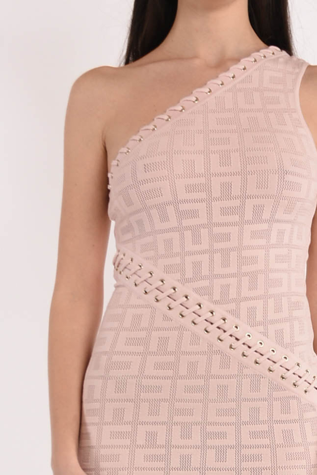 ELISABETTA FRANCHI abito midi logo in punto rete