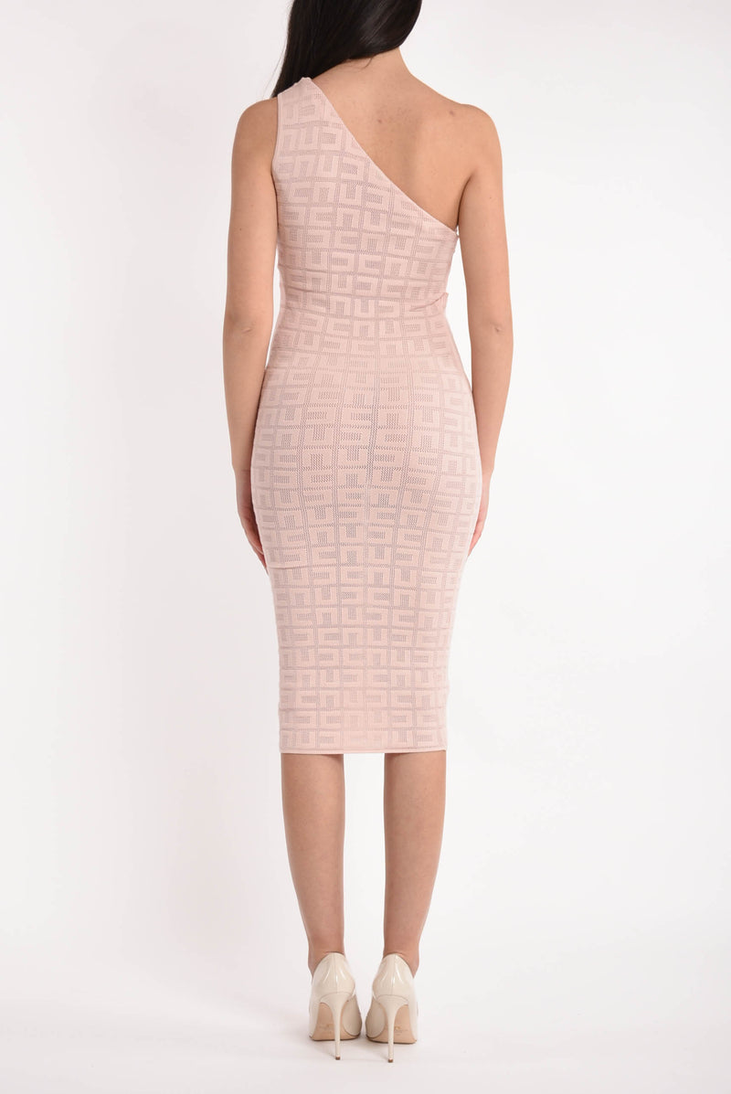 ELISABETTA FRANCHI abito midi logo in punto rete