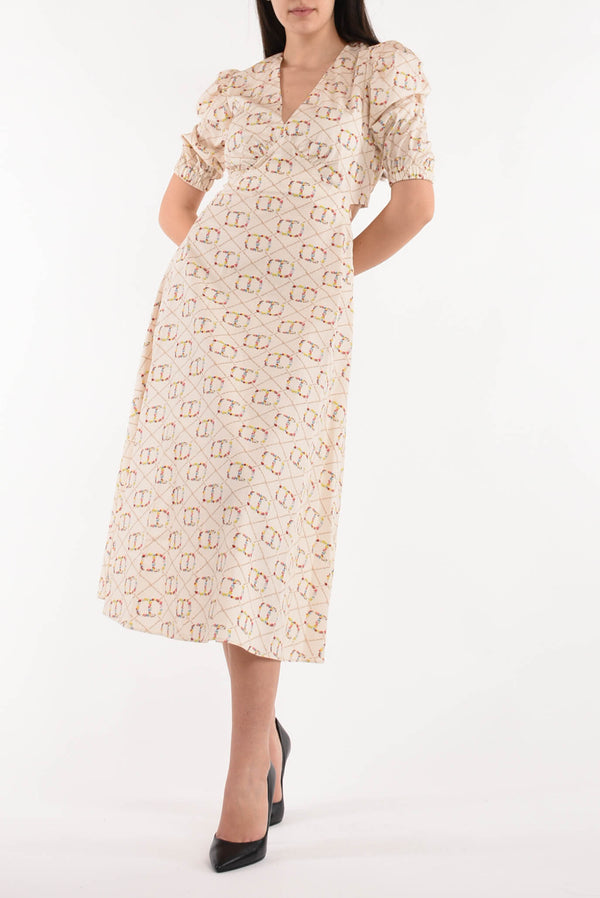 TWIN SET abito longuette con stampa logo