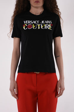 VERSACE JEANS COUTURE t-shirt con logo roses