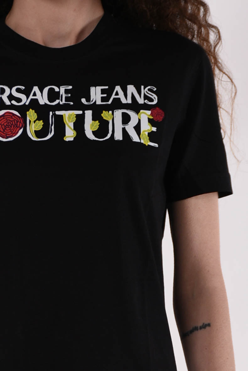 VERSACE JEANS COUTURE t-shirt con logo roses