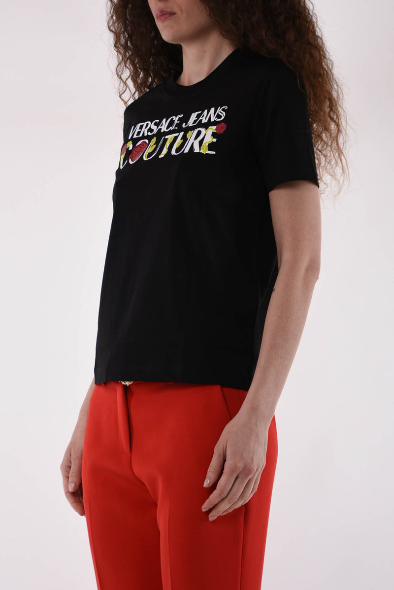 VERSACE JEANS COUTURE t-shirt con logo roses
