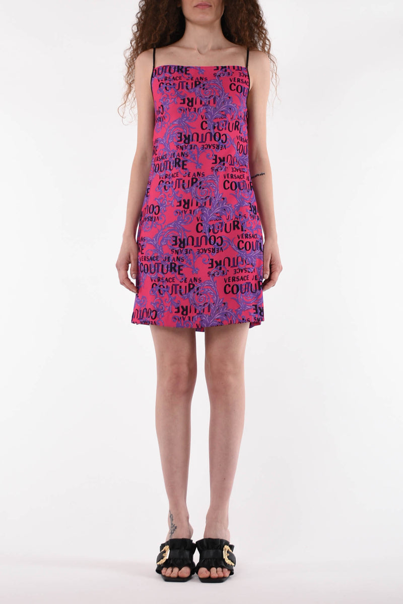 VERSACE JEANS COUTURE abito mini con stampa logo couture