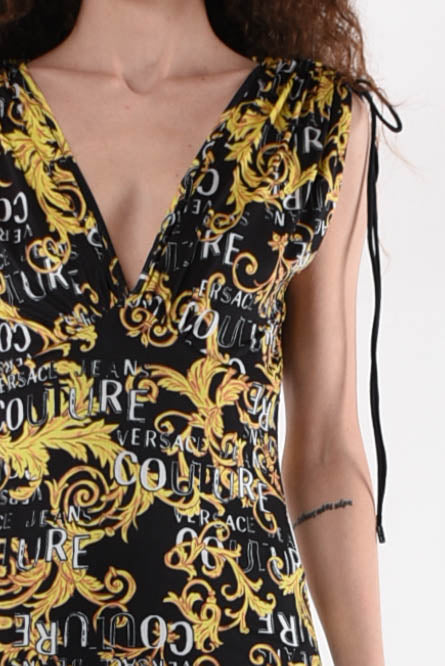VERSACE JEANS COUTURE abito mini con stampa logo couture